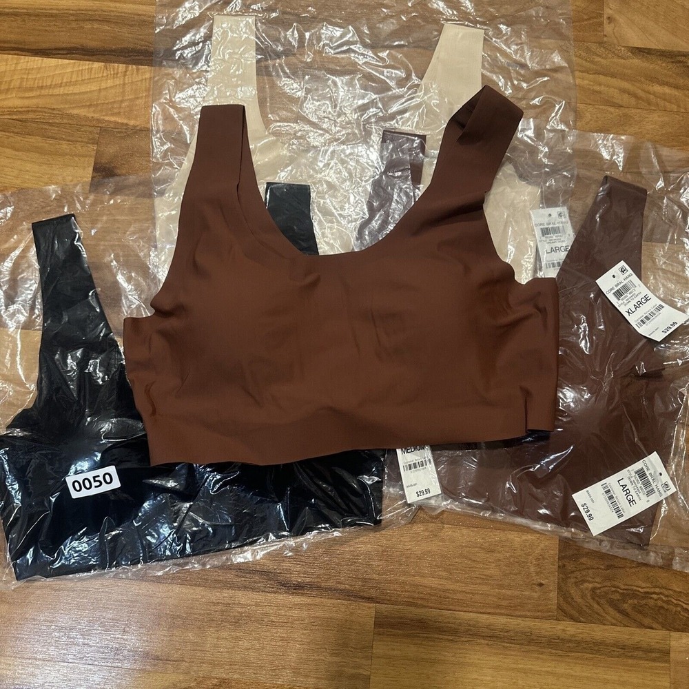 NWT ALFANI Women's Laser Cut Seamless‎ Bralette Bra Removable Pads Large Brown - Picture 3 of 6